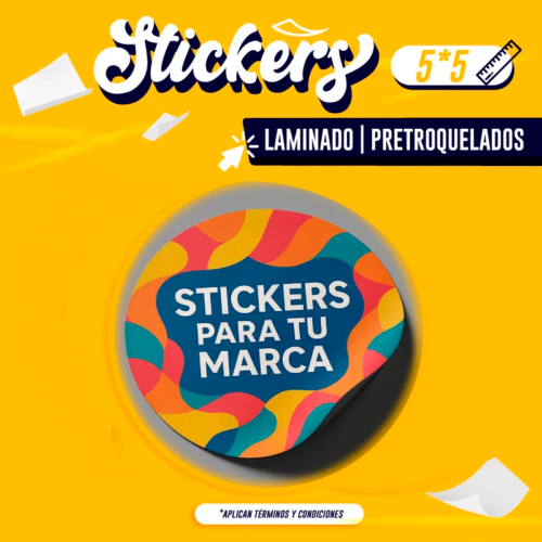 STICKER LAMINADOS |  5X5 CM | PRETROQUELADOS | 4X0