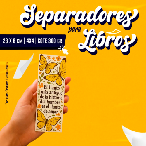 SEPARADORES DE LIBROS | 23 X 6 cm | 4X4 | COTE 300 gr