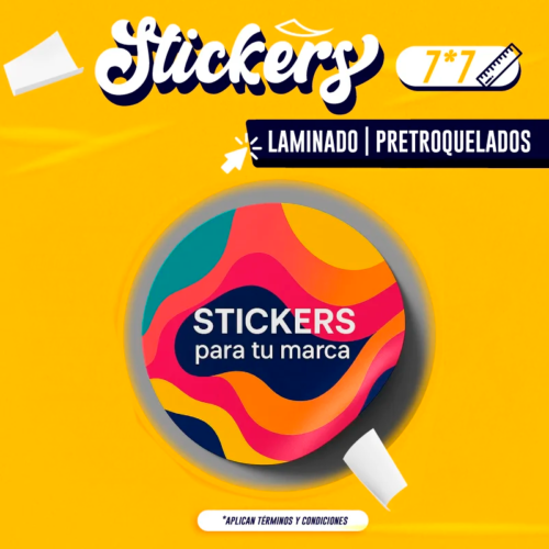 STICKER LAMINADO | 7X7 CM | PRETROQUELADOS