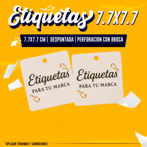 ETIQUETA 7.7X7.7 DESPUNTADA PERFORACION CON BROCA