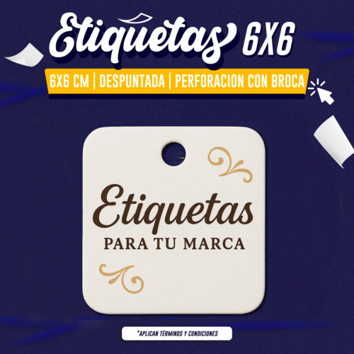 ETIQUETA 6X6 | DESPUNTADA | PERFORACION CON BROCA
